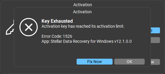 KEY EXHAUSTED ERROR CODE 1526